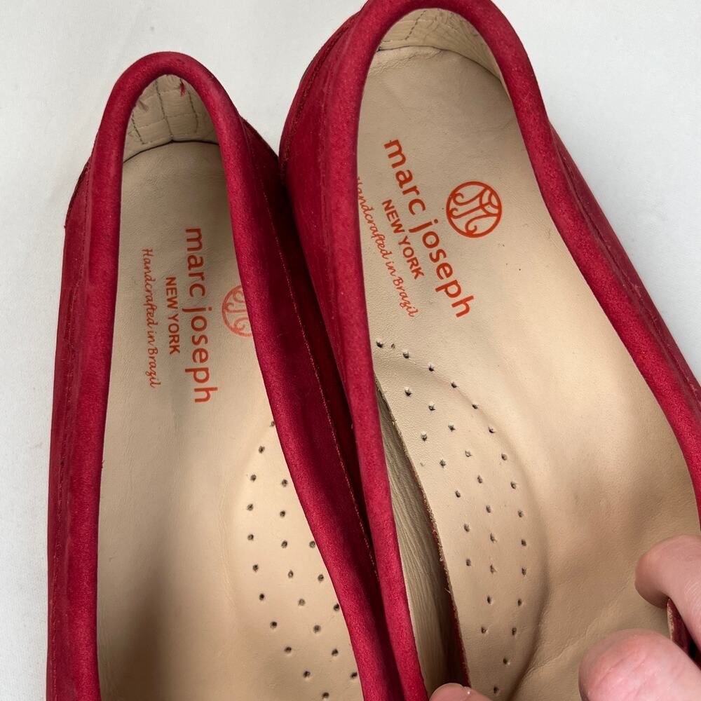 Marc Joseph Leather Driving Loafers Women's 8 Red Slip On Flats Comfort Shoes - Picture 10 of 11